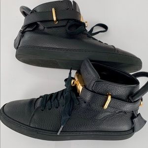 Buscemi 100MM High Top Black Leather Sneakers
